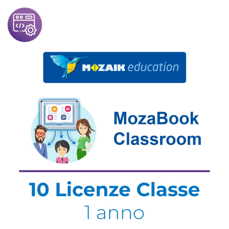 Mozaik MozaBook CLASSROOM – Kit 10 Licenze Dispositivo Condiviso –Abbonamento 1 Anno – Windows – No XR Extended Reality - Italia